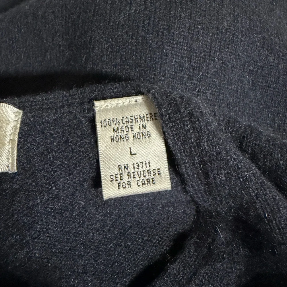 Vintage Valerie Stevens 2Ply 100% Cashmere V-Neck Sweater Navy Blue Size L - Picture 4 of 4